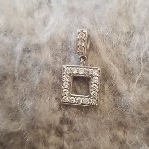 Sterling Silver Square Pendant w/ Cubic Zirconia